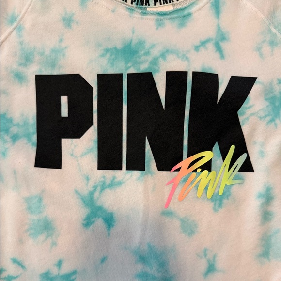 Victoria's Secret PINK Tie-Dye Sweatshirt - Turquoise and White - Picture 4 of 8